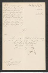 k.k. naturhistorisches Hofmuseum, Intendanzakten 1885-1896 (Hauer), Aktenzahl Z.413.b/1889, Seite 1